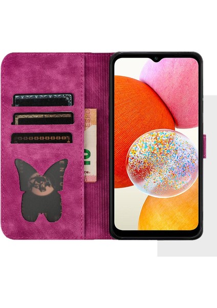 Samsung Galaxy A23 4g/5g Kabartmalı Kelebek Kedi Tutucu Kapak (Yurt Dışından)