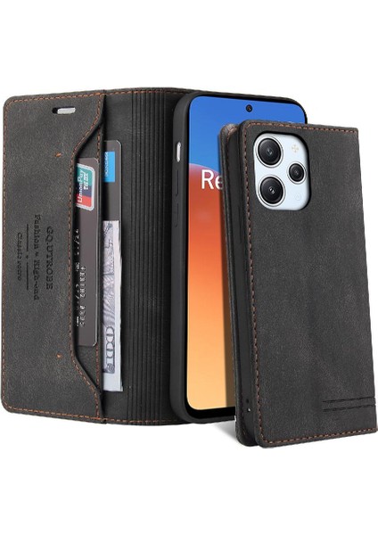Xiaomi Redmi Için 12 4g/5g Iki Kart Yuvaları Premium Deri Kickstand (Yurt Dışından)