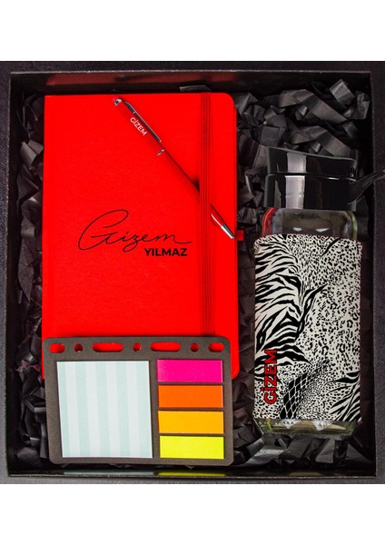 Kişiye Özel Defter Kalem Matara ve Mini Organizer Ofis Kırtasiye Hediye Kutusu 110328
