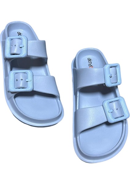 Eva Çift Tokalı Buz Gri Renk Kadın ve Çocuk Ultra Soft Çok Yumuşak Ayarlanabilir Terlik Modeli fırsatları