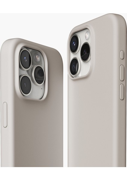 iPhone 15 Pro Için Manyetik Silikon Kılıf - Krem modelleri