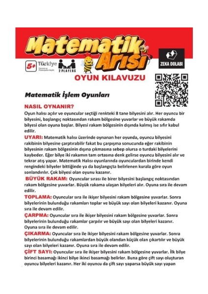 Matematik Arısı ( Toplama - Çıkarma - Çarpma - Çarpım Tablosu - Tek Sayı - Çift Sayı - Büyük Rakam )