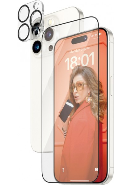 2 In 1 Pack iPhone 15 Pro Tam Uyumlu Ekran Koruyucu ve Kolay Hizalayıcı