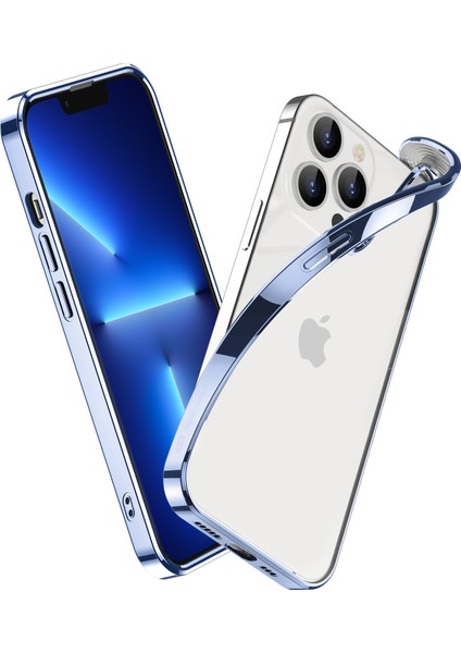 Esr iPhone 13 Pro Max Classic Hybrid Temperli Şeffaf Kılıf - Metallic Blue