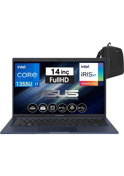 Expertbook B1402CVA B1 Intel Core I7-1355U 32GB 2tb SSD 14" Fhd Freedos Taşınabilir Bilgisayar AI7161TBB0D08+WEBLEGELSINÇANTA