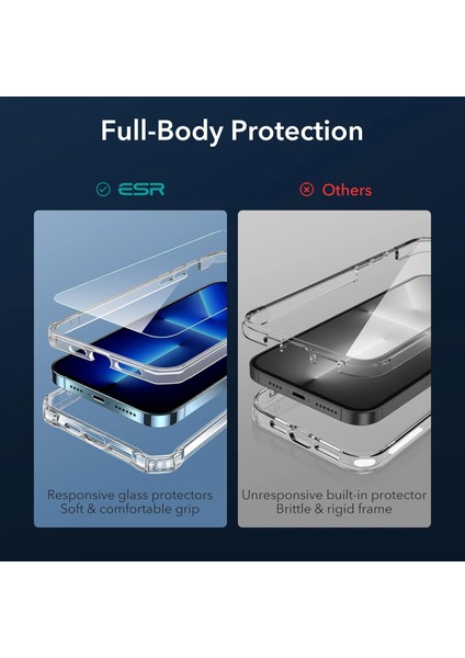 Esr iPhone 13 Pro Max Air Armor 360 Tam Korumalı Kılıf ve Temperli Koruyucu - Clear