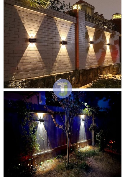 Solar Güneş Enerjili 4 Ledli Bahçe Aydınlatması Aplik Sarı Işık LED Lamba (1 Adet)
