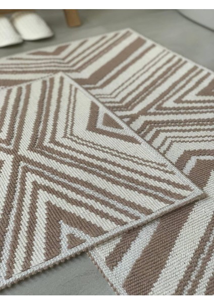 Ayers Doğal Pamuklu 2'li Banyo Paspası 60X100+50X60 cm - Bej fiyatları
