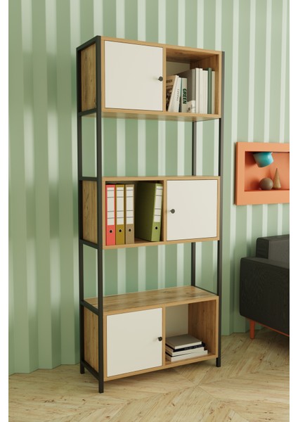 Meri Metal Ayaklı 5 Raf 3 Kapaklı Çok Amaçlı Ofis Dosya Kitap Rafı Atlantikçam - Beyaz fiyatları
