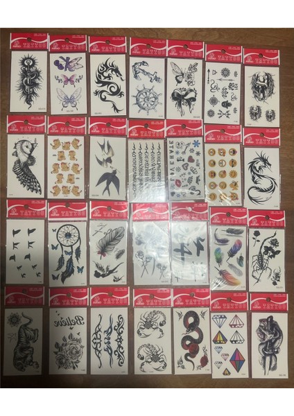30 Adet Birden Minimal Yapıştırma Geçici Dövme Seti Seri2
