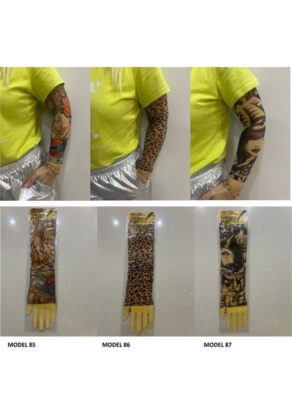 Kızlar Serisi 3 Çift 6 Adet Giyilebilir Dövme Sleeve Tattoo SET29