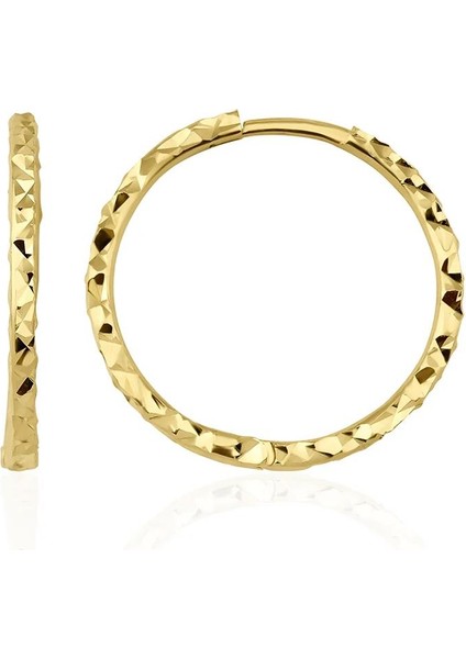 14 Ayar Altın Işıltılı Halka Küpe No:4