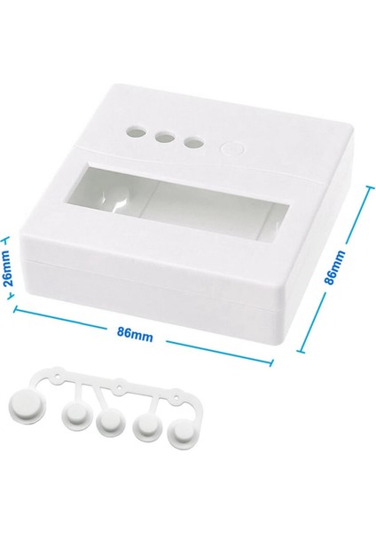 Plastik Proje Kutusu 86X86MM Beyaz Duvara Yüzeye Montaj Tip 1602 LCD 3 Buton Elektronik Devre