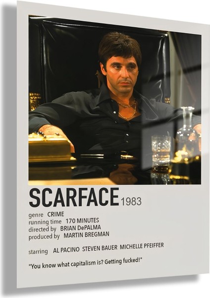 Temperli Cam Tablo Film Afişi Scarface 1983 Görseli