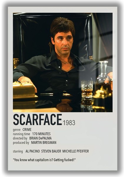 Temperli Cam Tablo Film Afişi Scarface 1983 Görseli fiyatları