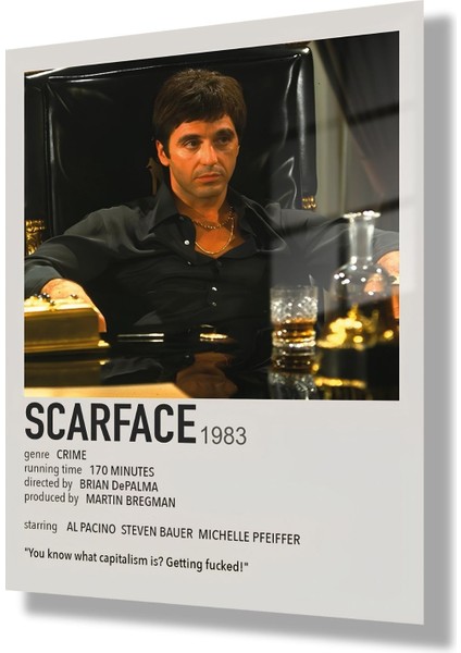 Temperli Cam Tablo Film Afişi Scarface 1983 Görseli modelleri