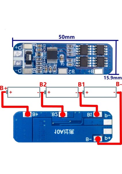 3s 10A Bms Lityum Li-Ion Batarya Koruma Kartı - 18650 Li-Ion Lipo