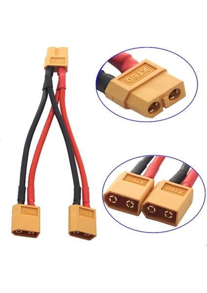XT60 Konnektörlü Y Tip Birleştirici Kablo 10 cm Lipo Pil Batarya