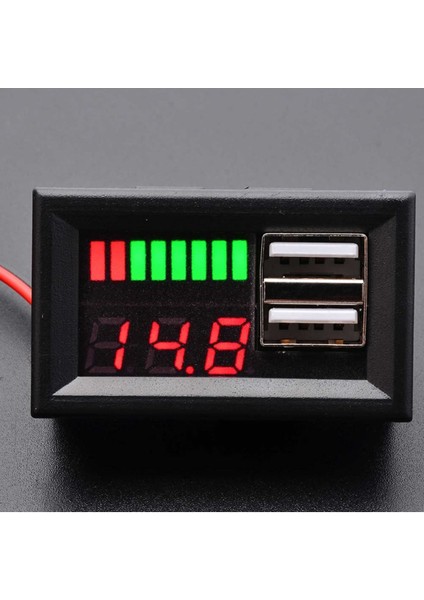 USB Soketli Voltmetreli Akü Kapasite Göstergesi 12V Pil Uyumlu