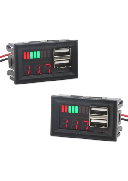 USB Soketli Voltmetreli Akü Kapasite Göstergesi 12V Pil Uyumlu modelleri