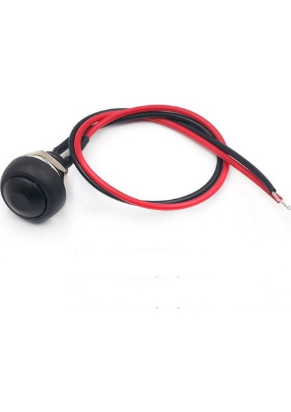 12MM PBS-33B 2 Pin Push Buton Siyah 20CM Kablolu On Off 1A 250V Mini Yuvarlak Su Geçirmez Anahtar