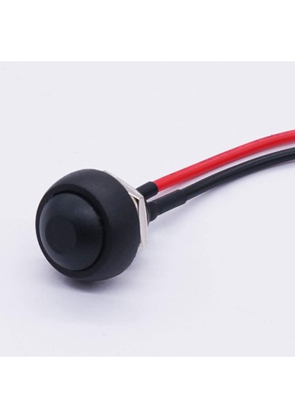 12MM PBS-33B 2 Pin Push Buton Siyah 20CM Kablolu On Off 1A 250V Mini Yuvarlak Su Geçirmez Anahtar