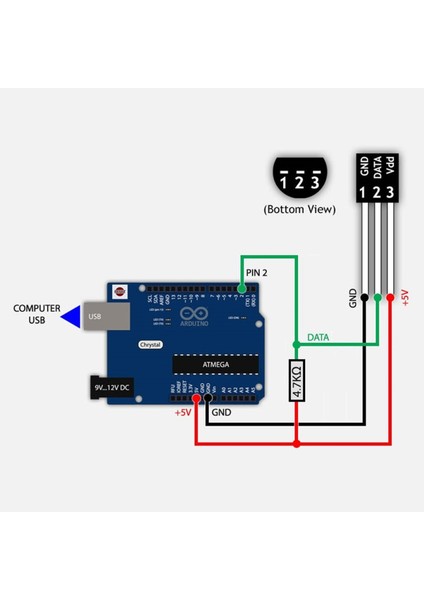 DS18B20 Sıcaklık Isı Sensörü Dijital Termometre Ic -55C 125C To-92 -0.5c Hassasiyet 9/12 Bit Adc