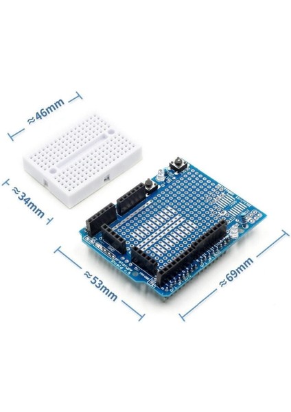 Arduino Proto Shield V5 SYB170 Mini Breadboard Uno R3 Alt Kart Prototip Genişleme Kartı 2 LED