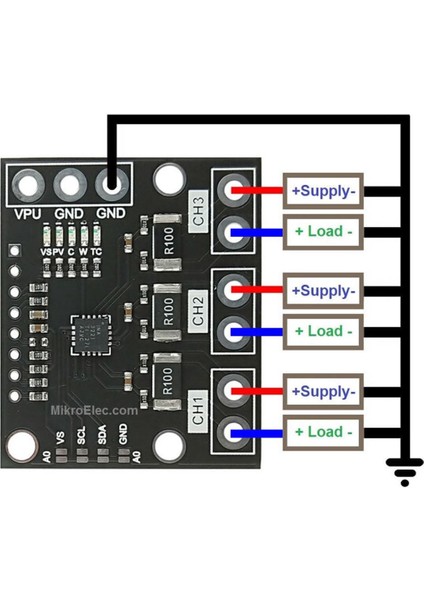 3 Kanal INA3221 Voltaj Akım Güç Izleme Sensör Modülü 26V 100A Iıc Haberleşme Yüksek Hassasiyet