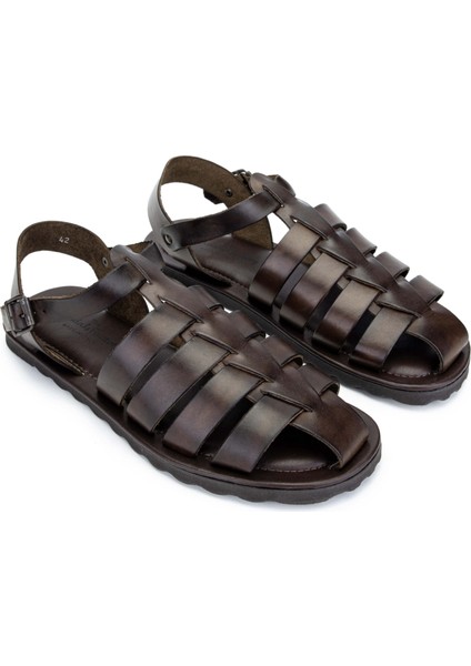 Erkek Hakiki Deri Kahverengi Düz Sandalet 741 M5047 Erk Sndlt Y24 Brown fiyatları