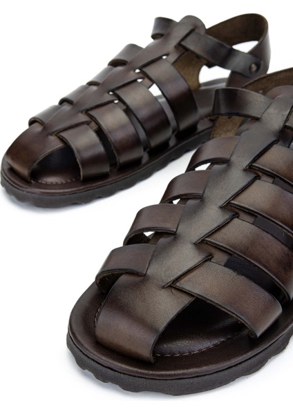 Erkek Hakiki Deri Kahverengi Düz Sandalet 741 M5047 Erk Sndlt Y24 Brown modelleri