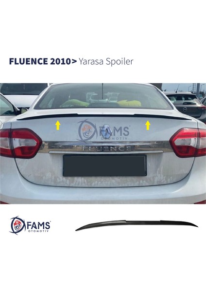 Fams Otomotiv Renault Fluence 2010 Üzeri Yarasa Spoiler Esnek Plastik 122 cm Siyah