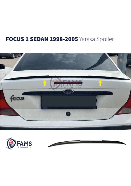 Fams Otomotiv Ford Focus 1 Sedan 1998-2005 Yarasa Spoiler Esnek Plastik 122 cm Siyah