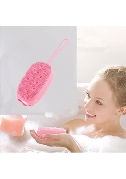 Slikon Banyo Sırt Kesesi Sünger Hazneli Köpürten Masajlı Sırt Kesesi