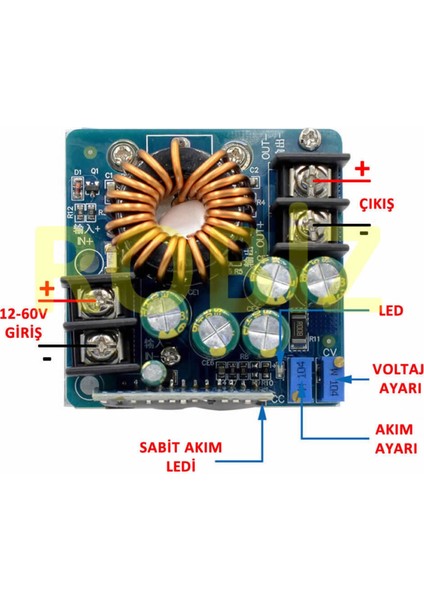 400W 12V / 60V 15A Voltaj Düşürücü Modül Güç Kaynağı Voltaj ve Akım Ayarlanabilir Dc Dc Step Down