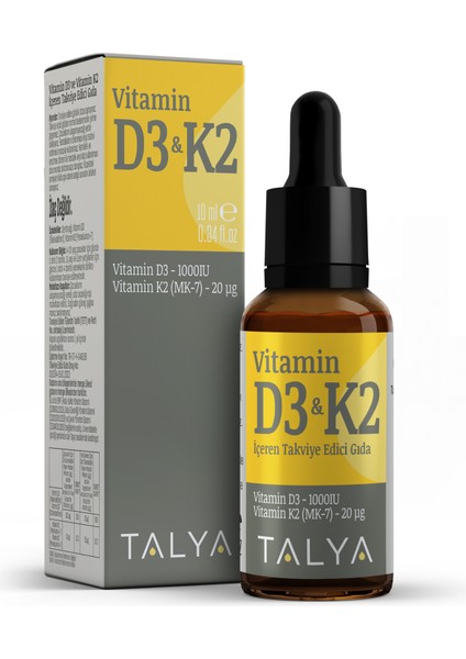 Vitamin D3&K2 İçeren Takviye Edici Gıda Damla, 10 ml