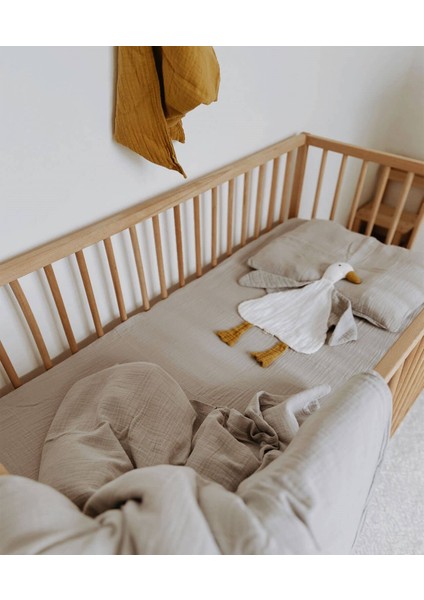 Keseli Müslin Nevresim Takımı 100 x 135 cm +/ - 3cm Çarşaf 120 x 150 Yastık 35 x 45 cm Gri