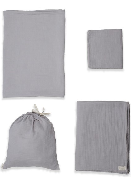 Keseli Müslin Nevresim Takımı 100 x 135 cm +/ - 3cm Çarşaf 120 x 150 Yastık 35 x 45 cm Gri fiyatları