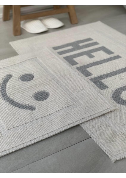Hello Doğal Pamuklu 2'li Banyo Paspası 60X100+50X60 cm - Gri fiyatları