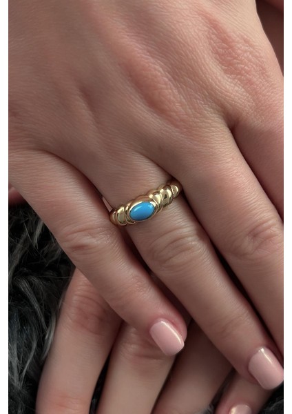 14 Ayar Altın Bombeli Firuze Yüzük fiyatları
