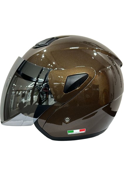 Sw 733 Kahverengi Yarım Motosiklet Kaskı - Xl