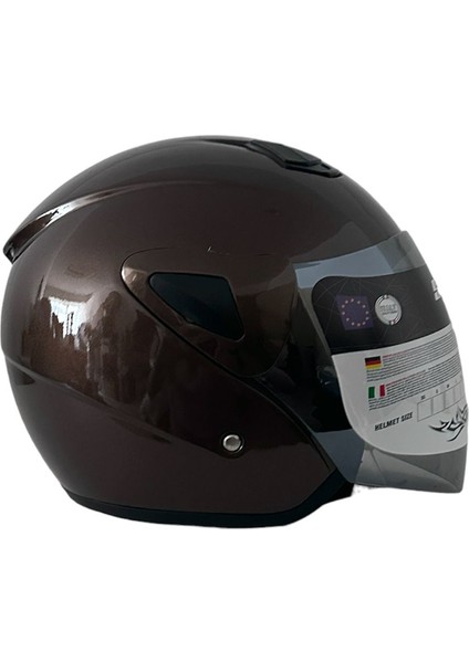 Sw 733 Kahverengi Yarım Motosiklet Kaskı - Xl