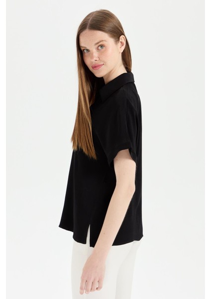 Kadın Önü Broşlu Maroken Gömlek Siyah modelleri