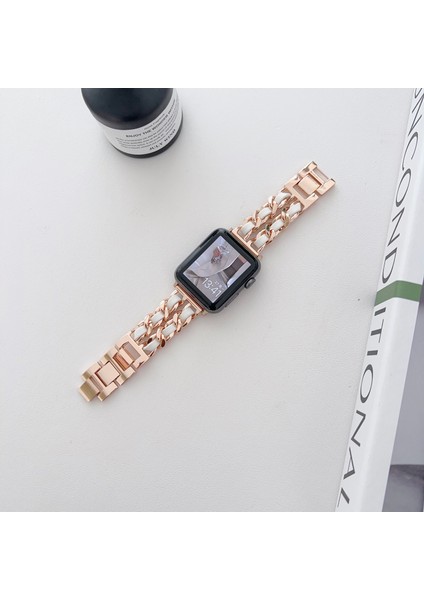 Apple Watch 2/3/4/5/6/7/8/9/SE42-44-45-49MM Lüks Metal Deri Paslanmaz Kordon Modern Fit
