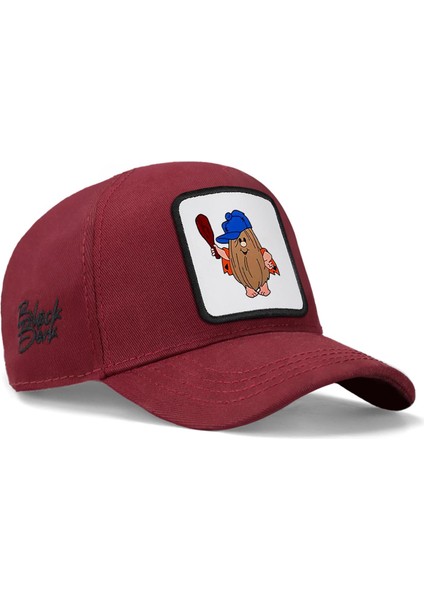 V1 Baseball Kids Mağara Adamı - 1 Kod Logolu Bordo Çocuk Şapka (Cap)