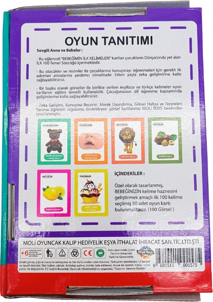 Moli Toys Bebeğimin Ilk Kelimeleri Oyunu Eğitici Oyun Kartları 43761