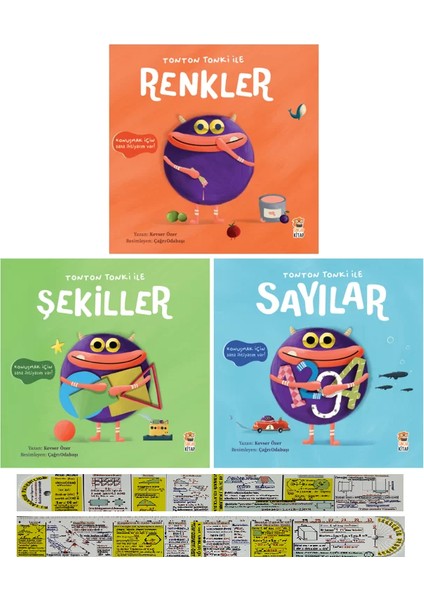 Tonton Tonki ile Renkler - Şekiller - Sayılar 3 Kitap - Matematik Öğreten Cetvel