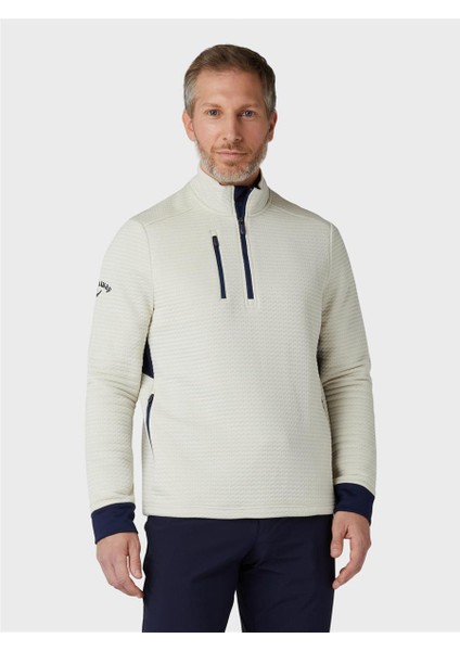 Midweight Textured 1/4 Zip Fleece - Erkek Dokulu Polar