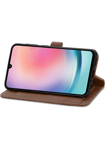 Samsung Galaxy A25 5g (Global) (161.0 x 76.5 x 8.3mm) Fermuarlı Cep Kılıfı Çiçek Baskılı Telefon Kapağı-Kahverengi (Yurt Dışından)