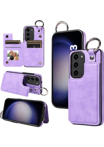 Samsung Galaxy S23 Için+ Kılıf Deri+ Tpu Cep Telefonu Kart Yuvaları ile Arka Kapak (Yurt Dışından)